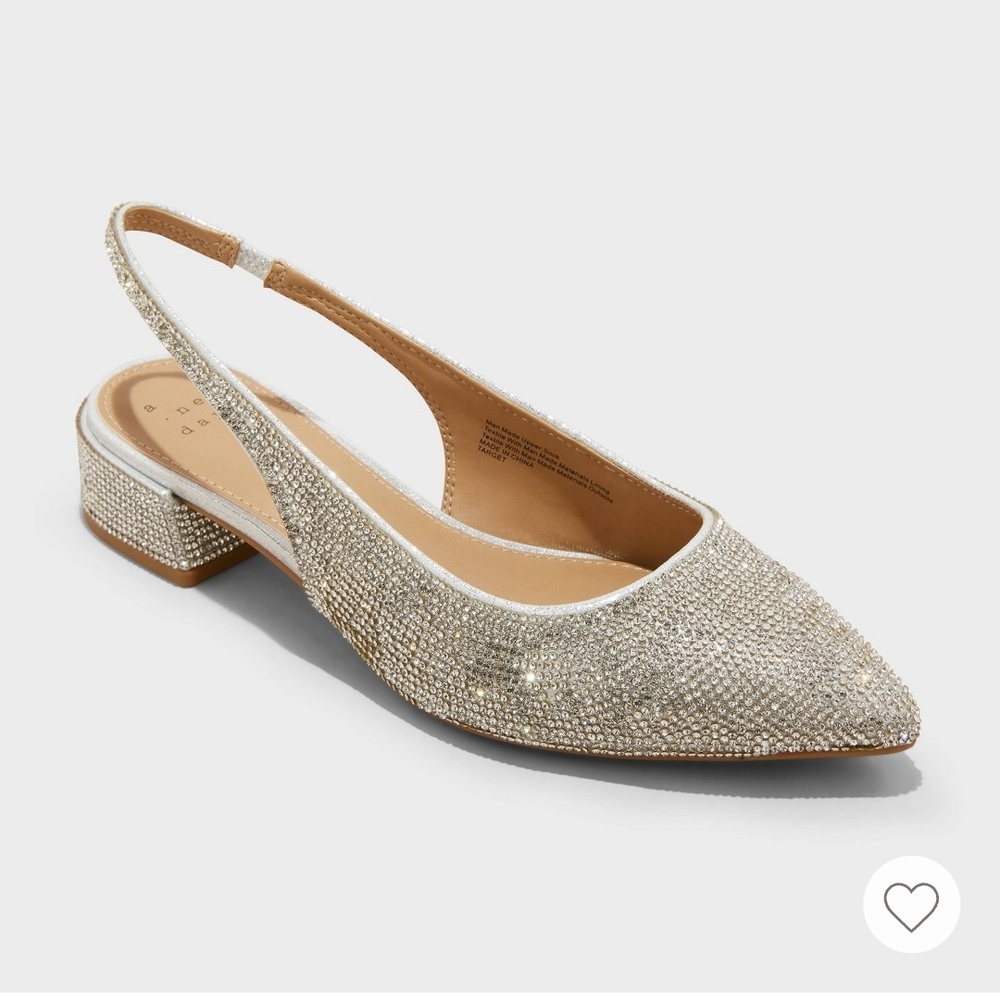Silver Elle Rhinestone Slingback Pointed Toe Pumps Size 11 - A New Day(Sold Out)